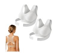Nlaayong 2Pack Posture Corrector Bra for Women Front Closure Cross-Back Wireless Posture Bra ull Coverage Seamless Anti Sagging Bras Breathable Shaping Adjustable Waist Support Underwear