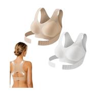 Nlaayong 2Pack Posture Corrector Bra for Women Front Closure Cross-Back Wireless Posture Bra ull Coverage Seamless Anti Sagging Bras Breathable Shaping Adjustable Waist Support Underwear