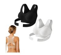 Nlaayong 2Pack Posture Corrector Bra for Women Front Closure Cross-Back Wireless Posture Bra ull Coverage Seamless Anti Sagging Bras Breathable Shaping Adjustable Waist Support Underwear