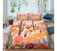 NLAESGHOG Desert cacti Szene Bettdeckenbezug Microfaser dreiteiliger 3D-Digitaldruck Zip-Verschluss Illustrated desert Bettbezug Weich mit Kissenbezug for Erwachsene Doppel（200x200cm）