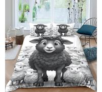 NLAESGHOG Sheep family Bettdeckenbezug Microfaser 3 teilig 3D-Digitaldruck Zip Verschluss Cartoon animal Illustration Bettbezug Weich mit Kissenbezügen for Teenager König（220x240cm）