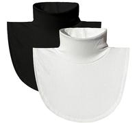 NLAND 2 Pieces Womens Fake Half Shirt Blouse Collar False Knit Fur Collar Top for Women Winter Keep Warm Turtleneck Dickey Collar Unisex Tie Outfits,Black+White