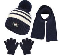 NLAND 3Pcs Kids Winter Hat Scarf Gloves Set for 1-5 Years Old Girls | 3 Piece Winter Accessory Set,Soft Warm Stretchy Knitted Beanie Hats with Pom Pom,Toddler Winter Cap Gloves Neck Warmer