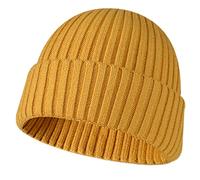 NLAND Winter Trawler Beanie Hat for Men Unisex Knitted Cuffed Winter Hat Skullcap Stretchy Warm Fisherman Beanie for Women(Yellow)