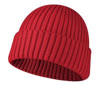 NLAND Winter Trawler Beanie Hat for Men Unisex Knitted Cuffed Winter Hat Skullcap Stretchy Warm Fisherman Beanie for Women(Red)