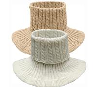 NLAND Women's Removable Collar Turtleneck Insert - Elegant Fake Collar Blouse, White and Khaki, One Size Fits All