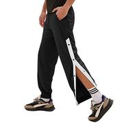 NLAVW Men Post-Surgery Sweatpants,Functional Side Snap Button Pants for Fracture,Amputee,Easy to Put on,Black,4XL