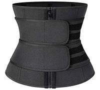 NLAVW Waist Trainer Belt for Women,Plus Size 4XL-6XL Sauna Waist Trimmer Slim Shaper Double Straps Corset Cinchers Belly Wrap Grey,Black,M