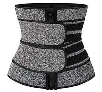 NLAVW Waist Trainer Belt for Women,Plus Size 4XL-6XL Sauna Waist Trimmer Slim Shaper Double Straps Corset Cinchers Belly Wrap Grey,Grey,XXL