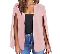 NLAVW Women's Cape Blazer Split Sleeves Open Front Solid Elegant Business Jacket Workwear Professional Office,Pink,L