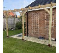 NLC(DRIFFIELD)LIMITED Nlc Tanalised Timber Pergola Style Archway Arbour - 2.4M Wide X 2.4M High - With Base Plate Kit Included - For Climbing Plants