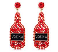 NLCAC Champagne Earrings Sparky Rhinestone Vodka Champagne Bottle Drop Dangle Earrings Wedding Holiday Celebration Party Earrings Gifts for Women, Crystal, not know