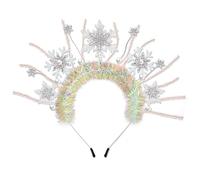 NLCAC Christmas Headband Glitter Tinsel Holiday Snowflake Head Bopper Crown Headband Santa Xmas Party Headwear Christmas Gifts for Women(Snowflake)