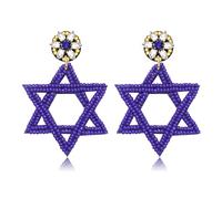 NLCAC Hanukkah Earrings Beaded Star of David Earrings Blue Hanukkah Festive Stars Drop Dangle Earrings Jewelry Gifts for Women, 1.8, Zinc, No Gemstone