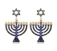 NLCAC Hanukkah Earrings Beaded Star of David Earrings Blue Hanukkah Festive Stars Drop Dangle Earrings Jewelry Gifts for Women, 1.8, Zinc, No Gemstone