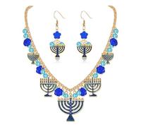 NLCAC Hanukkah Necklace Star of David Menorah Dreidel Pendant Necklace Earrings Jewish Holiday Hanukkah Jewelry Accessories Gifts, Zinc, No Gemstone