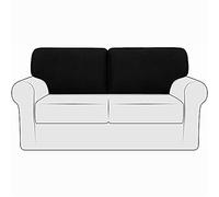 NLCYYQ Sofa Backrest Covers Stretch Sofa Back T-Cushion Slipcover with Drawstring, Couch Back Cushion Covers Replacement Polar Fleece Jacquard (Black,Left+Right)