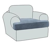 NLCYYQ Stretch Sofa T Cushion Seat Covers Velvet, Sofa Couch Cushion Slipcovers for Individual T-cushions Non-Slip with Elastic Bottom (Gray blue,1 Seater/Chair)