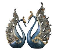 NLDGR 2 PCS Peacock Ornaments, Peacock Birds Ornament, Simulation Glittered Peacock for Desktop Peacock Sculpture Good Moral for Office and Home Decoration(30cm/11.8in Height-Blue)