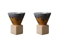 NLDGR 2PCS Cone Mug Coarse Pottery Coffee Mug with Base,Creative Triangular Cone Shape Porcelain Mug, Ceramic Tea Cup for Coffee Tea Water Latte Milkshake Yogurt
