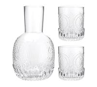 NLDGR Bedside Water Carafe and Glass Set Vintage,880ml Clear Glass Bedside Water Carafe Set with Tumbler Glass,Bedside Table Water Jug for Bedroom Nightstand