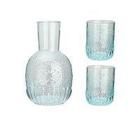 NLDGR Glass Water Jug and Glasses Set Water Jugs with Lids Nightstand Water Carafe Two Glasses Retro Vintage Bedside Glass Carafe with Tumbler Crystal Glass