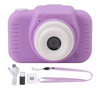 NLDGR Kids Digital Camera, Purple, 1080P 8X Zoom, USB Rechargeable, 32G Card, Dual Lens, AI Facial Recognition, Creative Filters, Multimedia Support