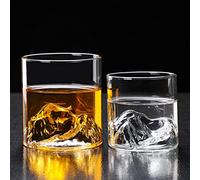 NLDGR Mont Mountain Crystal Bourbon Whisky Glasses Gift Set, 2 Old Style Cocktail Glasses, 200 ml, 300 ml (200 ml and 300 ml), NLDGRtc6xwoke80-02