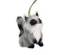 NLDGR Plush Animal Christmas Ornament, Faux Fur Hanging Ornament, Rustic Forest Owl Squirrel Raccoon Deer Hedgehog Christmas Felt Pendants for Tree Keychain Backpack Decoration