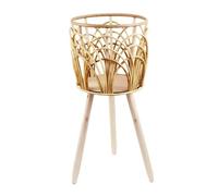 NLDGR Woven Rattan Plant Stand, Bamboos Woven Plant Basket with Wooden Support, Woven Flower Pot on Wooden Standing Legs,for Home Decoration and Display Planter Pot Container (L)