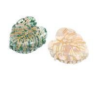 NLDWA 2PCS 8 * 6CM Leaf Shape Acrylic Flower Hair Claw Clips, Hawaiian Flower Hair Clips For Women Plastic Hair Clips For Thin Hair Thick Hair Clips