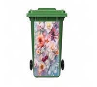 NLDWA Colorful Flower Wheelie Bin Stickers, PVC Waterproof Dustbin Decals, Eco-Friendly Stickers For Outdoor Decoration