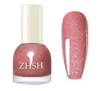 NLFOX Glitter Nail Varnish - Coral Pink Quick Dry Shimmer Iridescent Nail Polish - 60 Seconds Natural Nail Polish Long Last No UV Cure