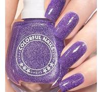 NLFOX Nail Polish - Nail Varnish - Long Lasting Chip Resistant No Need UV Non - Toxic Formula Nail Art DIY Home LTK Glitter Purple