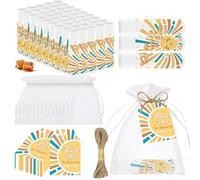 Nlicrst 50 PCS Here Comes The Sun Baby Shower Lip Balms Bulk Gift for Guests Boys Girls Games Neutral Gender Reveal Favors Thank You Gift Tags Organza Bag for Sunshine Baby Shower Birthday Decorations