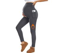 Nlieanuc Maternity Leggings Over Bump with Pockets Pregnancy Soft Belly Support Yoga Pants Stretchy Winter Maternity Trousers