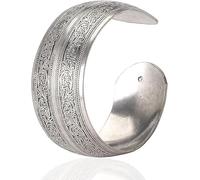Nlinlin 1Pc Tibeten Silver Carved Spiral Flower Connecting Branches Pattern Wide Band Open Cuff Bracelet Bangle Size adjustable Women Cuff Bracelets