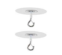 Nlinlin 2Pcs Adhesive Ceiling Hook - Weight-Bearing Stick-On Ceiling Hook, Sticky | Drill Free Hanging Hook with Safety Clasp, Water Resistant for Plants Chimes Storage