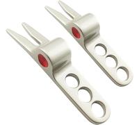 Nlinlin 2Pcs Silver Golf Ball Fork Pivot Divot Repair Tool Compatible Divot Tools for Golf