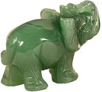 Nlinlin Green Elephant Ornament, Elephant Statue, Jade Stone Handcraft Natural Jade Stone Crystal Wealth Lucky Figurine for Home Decor Products