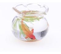 Nlinlin Mini Round Fish Tank Realistic Glass Decor for Dollhouse Display Captivating Miniature for Crafts Ornaments Handmade Landscape,Miniature Goldfish Bowls,Dollhouse Accessories (Gold)