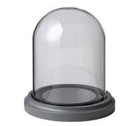 NLKJIOQA Glass Dome Cloche Bell Jar,1pcs Decorative Tabletop Display Ball With Grey Base For Plants Collectible Figure Candles Medals(15*15cm)
