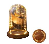 NLKJIOQA Glass Dome Cloche Bell Jar,1Sets With Wood Color Glowing Base For Plants Collectible Figure Candles Medals(Carbonized Wood Color,10*18cm)