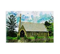 NLKQHTF Alpine Church Art Poster Canvas Poster Bedroom Decor Landscape Office Room Decor Gift 20x30inch(50x75cm)