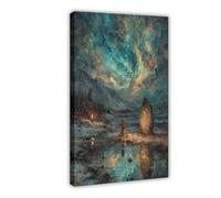NLKQHTF Aurora Rune Stone Poster Canvas Poster Wall Art Decor Print Picture Paintings for Living Room Bedroom Decoration 24x36inch(60x90cm)