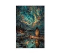 NLKQHTF Aurora Rune Stone Poster Canvas Poster Wall Art Decor Print Picture Paintings for Living Room Bedroom Decoration 16x24inch(40x60cm)