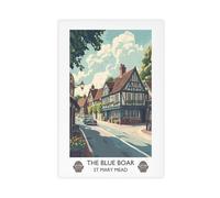 NLKQHTF Blue Wild Boar Retro Style Literary Travel Canvas Poster Bedroom Decor Landscape Office Room Decor Gift 12x18inch(30x45cm)