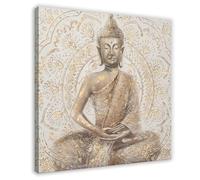 NLKQHTF Buddha Statue And Mandala Poster Canvas Poster Wall Art Decor Print Picture Paintings for Living Room Bedroom Decoration 16x16inch(40x40cm)