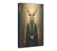 NLKQHTF Celtic Pagan Deer Spirit Poster Canvas Poster Bedroom Decor Landscape Office Room Decor Gift 24x36inch(60x90cm)