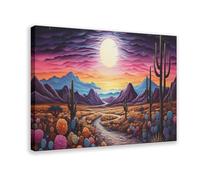 NLKQHTF Desert God Full Moon Poster Canvas Poster Wall Art Decor Print Picture Paintings for Living Room Bedroom Decoration 12x18inch(30x45cm)